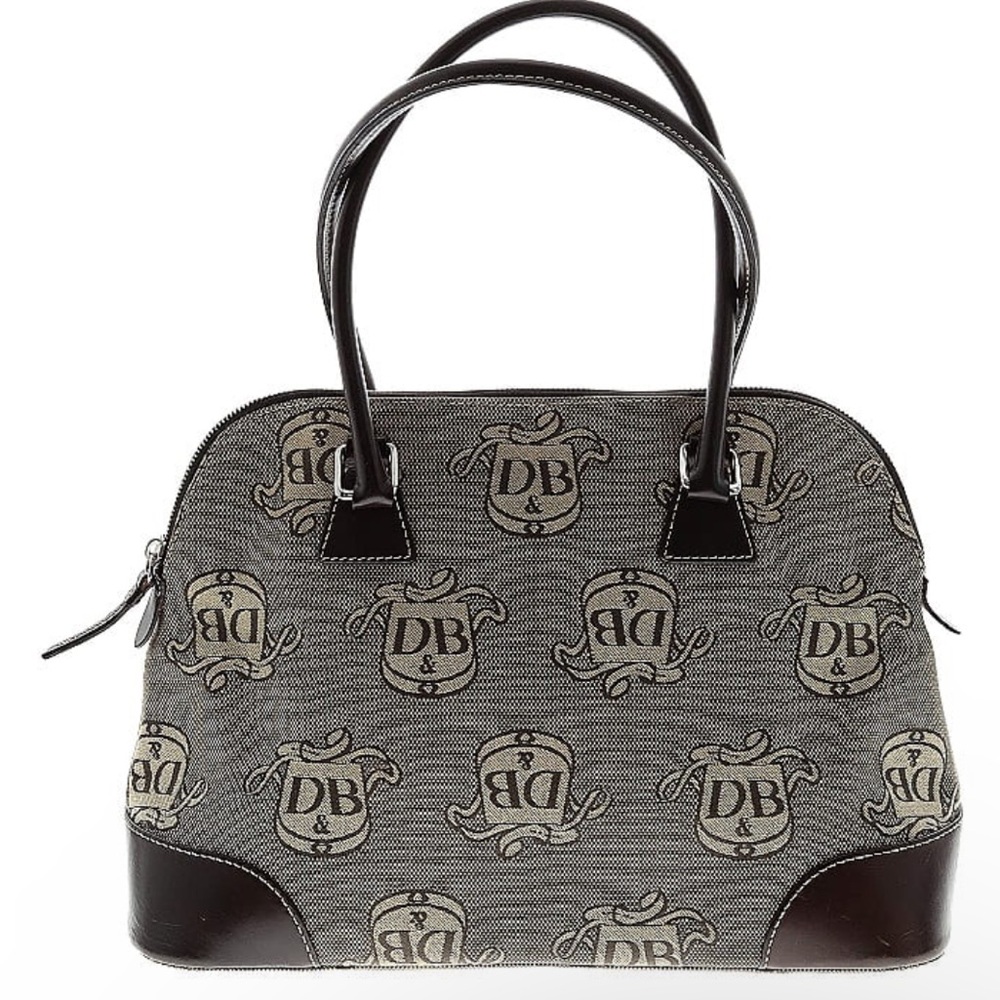 Dooney & Bourke Donegal Crest Domed Satchel Brown Zip Canvas Shoulder Bag